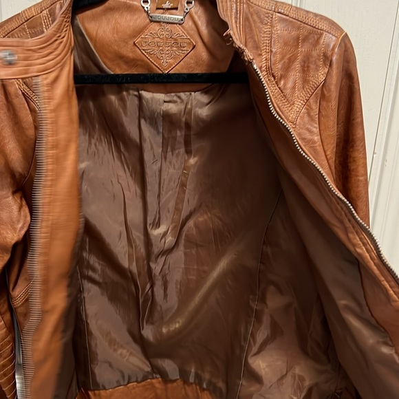 Jou Jou Vegan Leather Tobacco/Brown Light-Weight Jacket Size Large - Picture 9 of 13